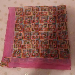 Casual Corner Vintage Silk Semi-Transparent Geometric Scarf